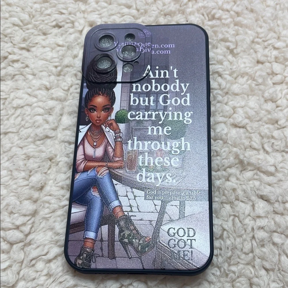 Stylish Black Phone Case with Inspirational Design 12 Pro Max